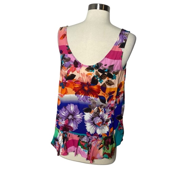 Artelier Nicole Miller Silk Floral Multicolor Sleeveless Top - Picture 4 of 10